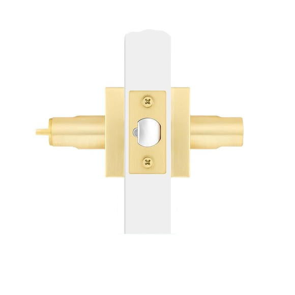 Defiant Tonebridge Satin Brass Keyed Entry Door Lever with Square Rose, ANSI 3 - Picture 2 of 7